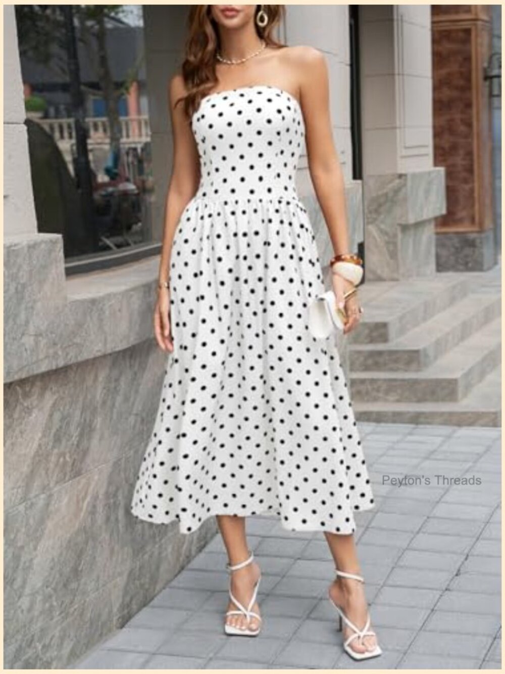 Strapless Smocked Tube Top Maxi Dress with Pockets Flowy Summer - Picture 4 of 7